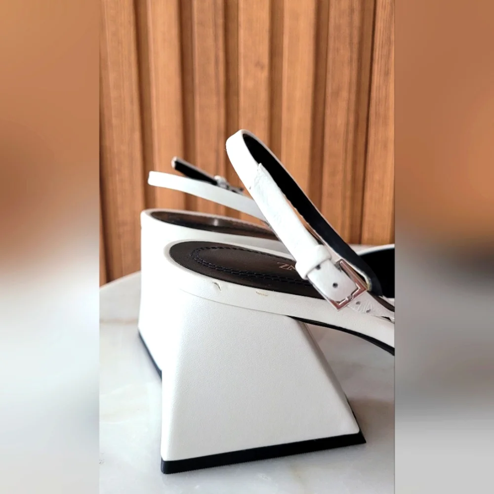 Zara White Slingback Heels - Picture 9 of 9